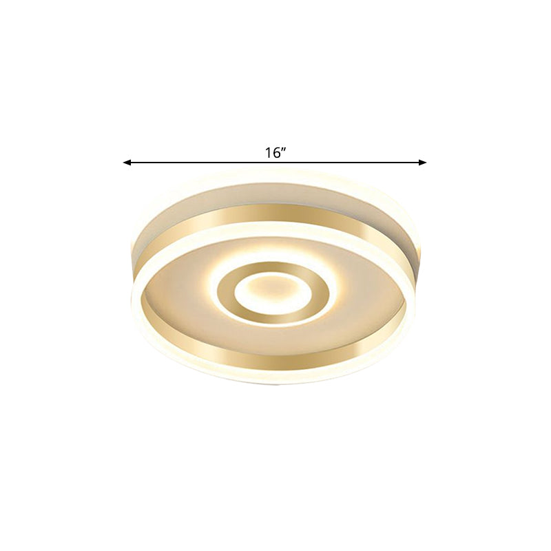 Led Gold Metallic Hoop Flush Mount Lamp In Warm/White Light 16’/19.5’ Wide