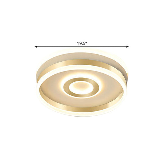 Led Gold Metallic Hoop Flush Mount Lamp In Warm/White Light 16’/19.5’ Wide