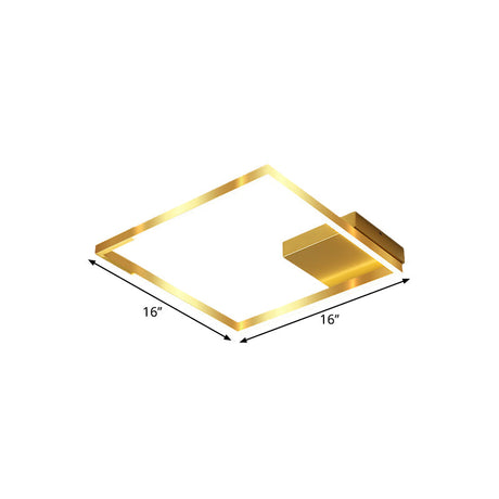 Contemporary Gold Led Ceiling Flush Light Fixture - 16’/19.5’ Wide Squared Cage Design
