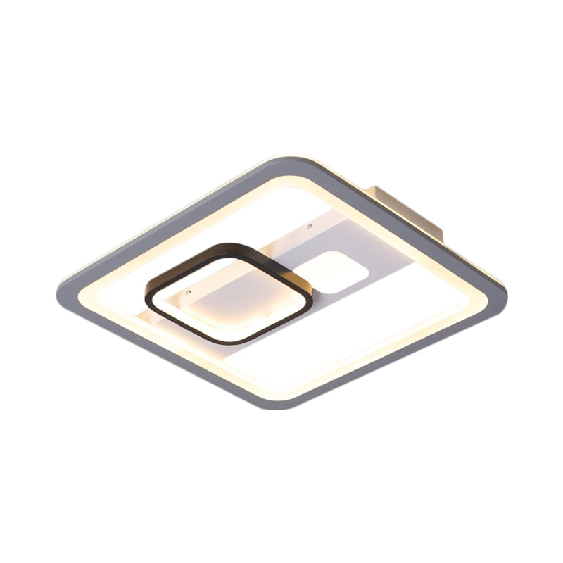 Acrylic Led Grey Ceiling Light In Warm/White - 16’/19.5’/23.5’ Square Flush Mount