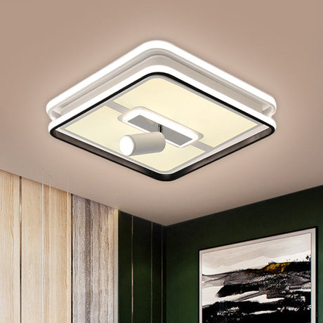 Minimalist Black Square Panel Flush Led Ceiling Lamp - 19.5/23.5 Wide Warm/White Light / 19.5 White