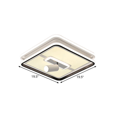 Minimalist Black Square Panel Flush Led Ceiling Lamp - 19.5/23.5 Wide Warm/White Light
