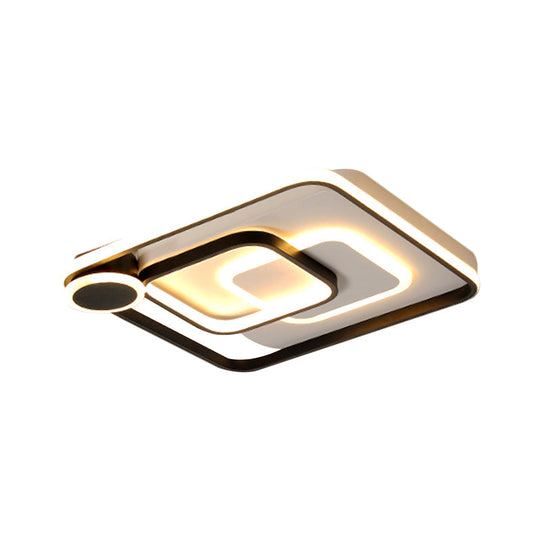 Modern Acrylic Flush Mount Nordic Lamp - Black/White Led Ceiling Light In Warm/White 18’/21.5’ Wide