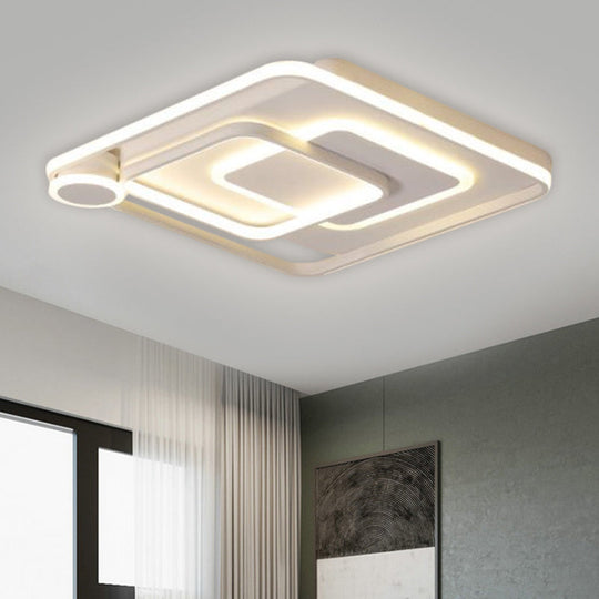 Modern Acrylic Flush Mount Nordic Lamp - Black/White Led Ceiling Light In Warm/White 18’/21.5’ Wide