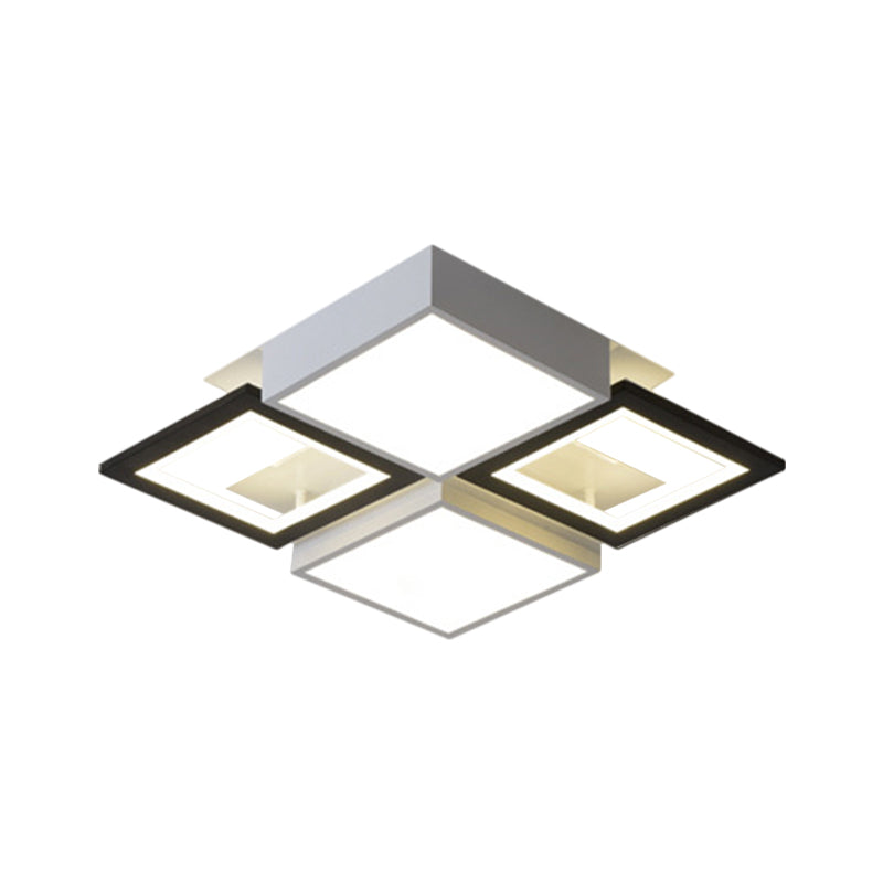 Modern Black Integrated Led Ceiling Lamp - 18’/23.5’ Wide Square Flush Mount Fixture In