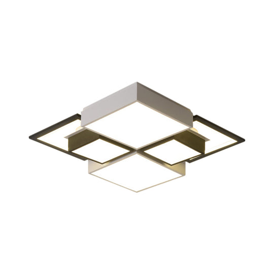 Modern Black Integrated Led Ceiling Lamp - 18’/23.5’ Wide Square Flush Mount Fixture In