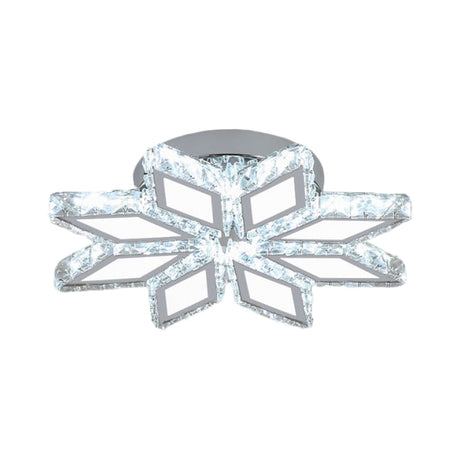Simplicity Led Chrome Rhombus Ceiling Light With Crystal Block Shade