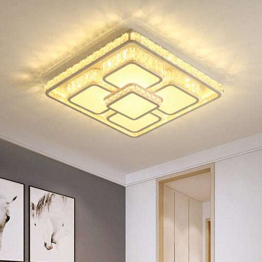 Led Crystal Flush Mount Ceiling Light In Contemporary Style - Choose Warm Or Cool White