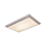 Sleek Metal Led Ceiling Mount Lamp With Crystal Deco - Rectangle/Square Parlor Flush Light