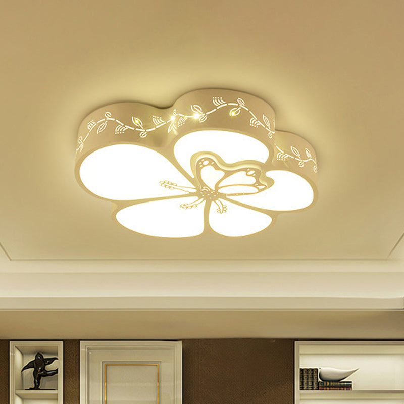 Kids Dragonfly Flush Mount Light - Acrylic Led White Flushmount With Iron Frame