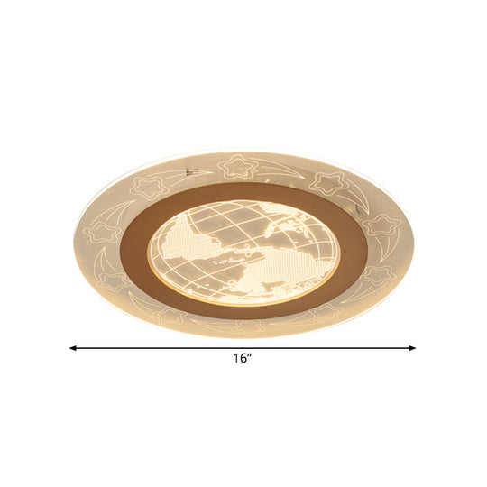 Modern Acrylic Round Flush Ceiling Light With Nordic Led Flower And Globe Design - Warm/White