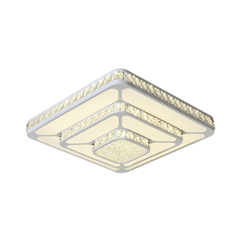 Crystal Led Close To Ceiling Light Flush Mount Fixture - Warm/White Option