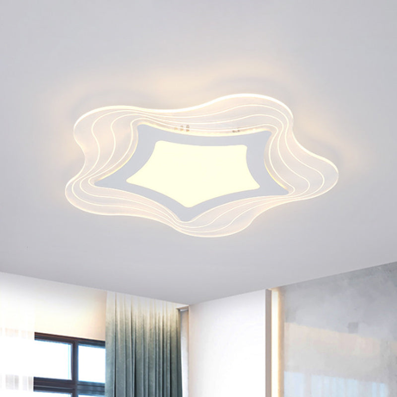 Modern Led Flush Mount Lamp - Acrylic Star/Pentagon Design In White/Warm Light