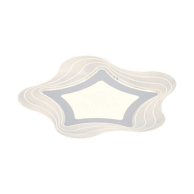 Modern Led Flush Mount Lamp - Acrylic Star/Pentagon Design In White/Warm Light