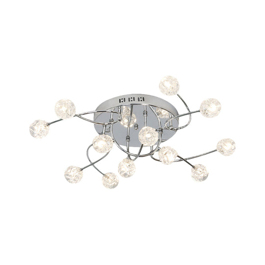 Minimalist Crystal Globe Semi Flush Ceiling Lamp In Chrome - 12/16/20 - Bulb Close To Light For