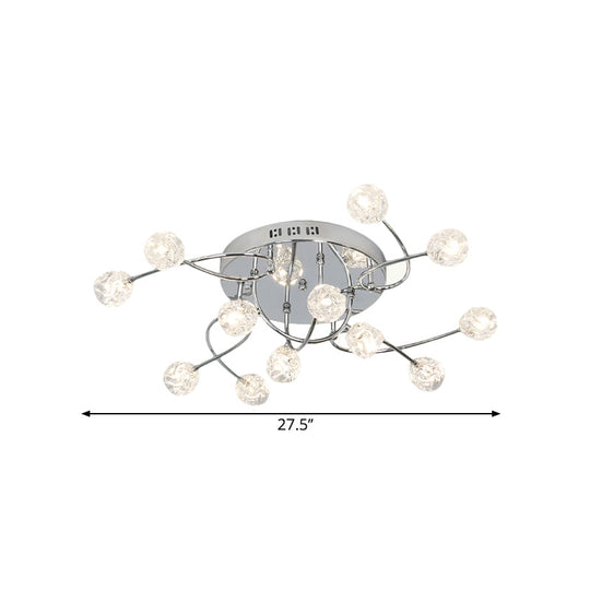 Minimalist Crystal Globe Semi Flush Ceiling Lamp In Chrome - 12/16/20 - Bulb Close To Light For