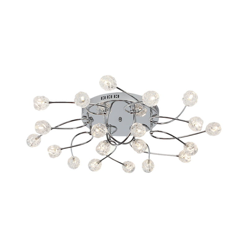 Minimalist Crystal Globe Semi Flush Ceiling Lamp In Chrome - 12/16/20 - Bulb Close To Light For