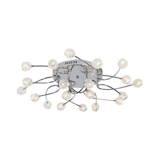 Minimalist Crystal Globe Semi Flush Ceiling Lamp In Chrome - 12/16/20 - Bulb Close To Light For