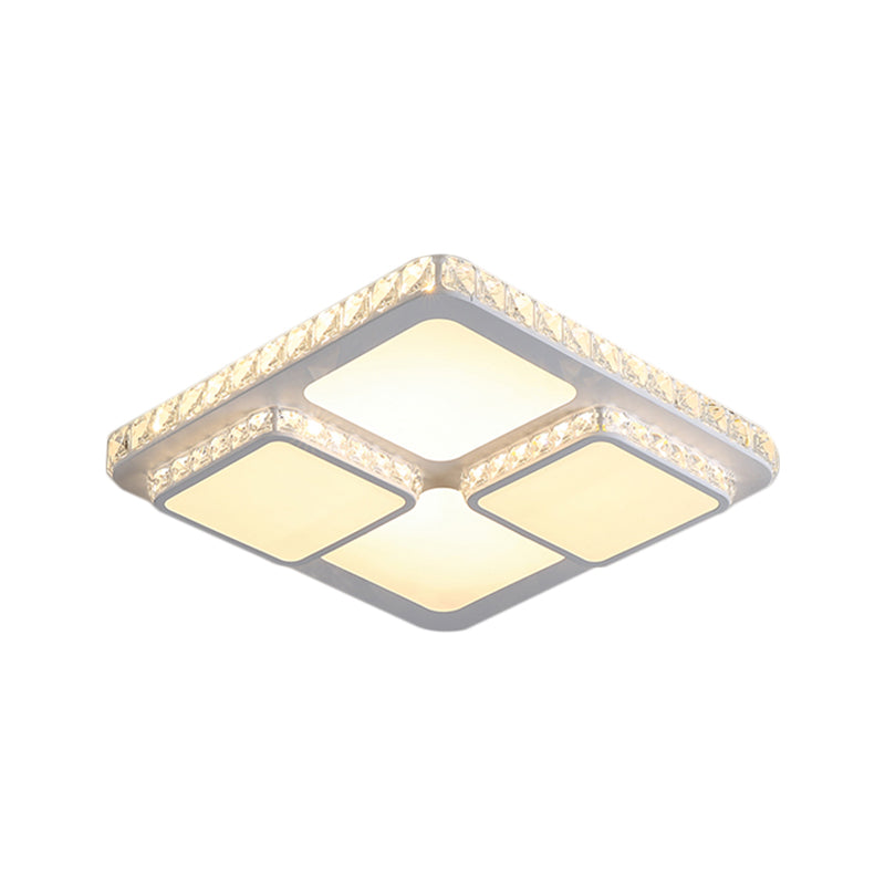 16/19.5 Minimalist Crystal Block Led Ceiling Lamp In Warm/White Light