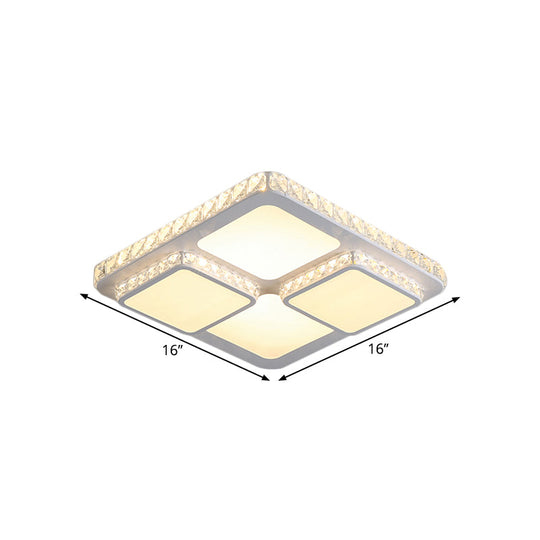 16’/19.5’ Minimalist Crystal Block Led Ceiling Lamp In Warm/White Light