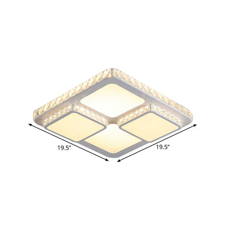 16/19.5 Minimalist Crystal Block Led Ceiling Lamp In Warm/White Light