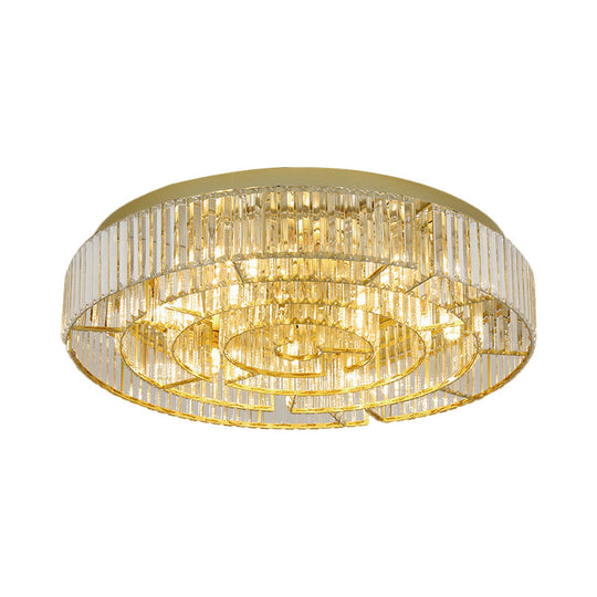 Crystal Led Flush Mount Light: Sleek Black/Gold Rectangular Fixture For Contemporary Ceiling