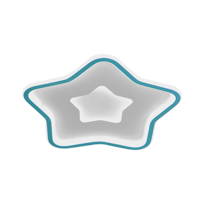 Kids’ Cartoon Star Led Ceiling Light In Pink/Blue - Flush Mount Design