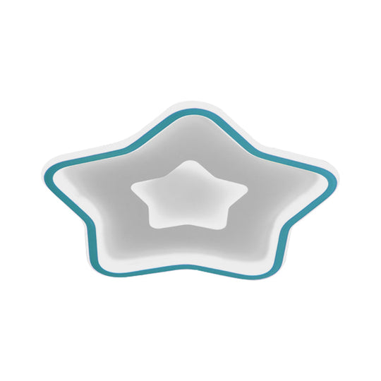 Kids’ Cartoon Star Led Ceiling Light In Pink/Blue - Flush Mount Design