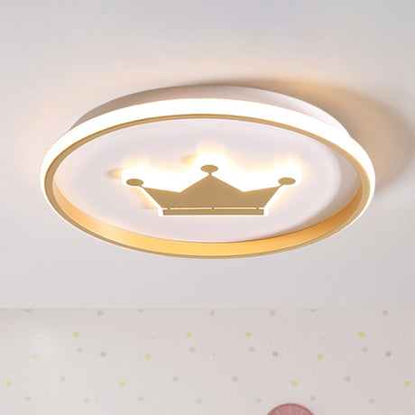 Gold/Coffee Crown & Monkey Led Ceiling Light For Kids Bedroom Gold