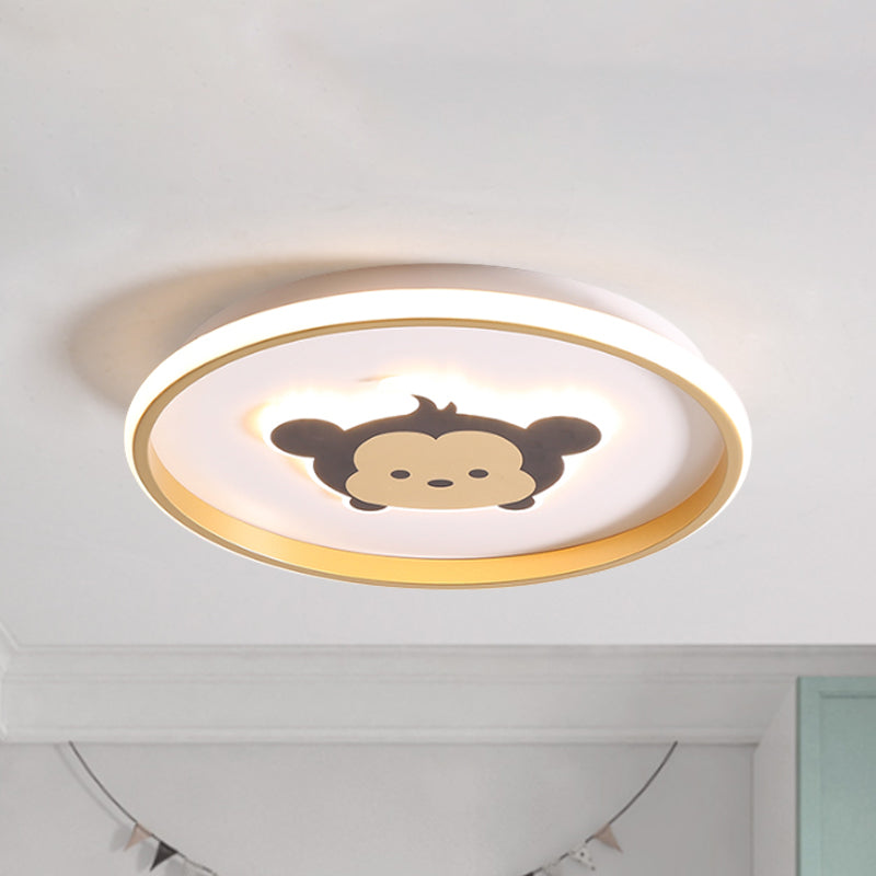 Gold/Coffee Crown & Monkey Led Ceiling Light For Kid’s Bedroom