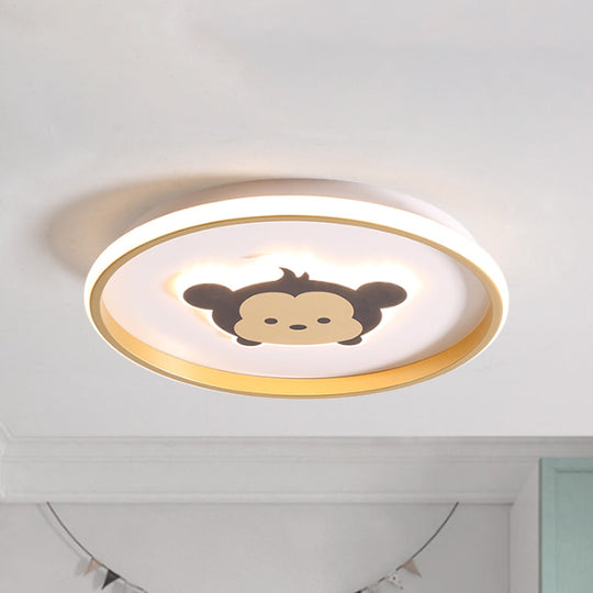 Gold/Coffee Crown & Monkey Led Ceiling Light For Kid’s Bedroom