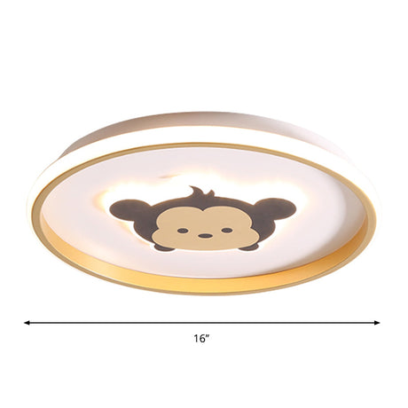 Gold/Coffee Crown & Monkey Led Ceiling Light For Kids Bedroom