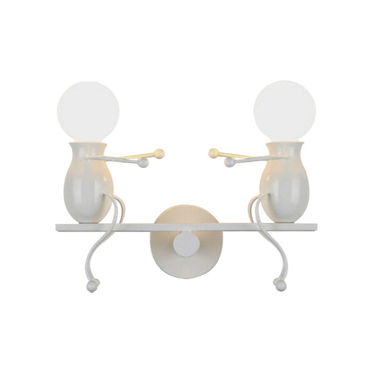 Child-Like 2-Head Wall Mount Lamp For Kids Black/White/Red Metal Light Fixture With Seesaw Arm