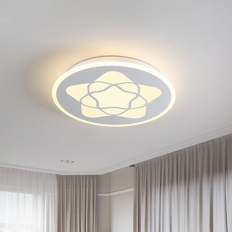 Metallic Led Bedroom Flush Mount Lamp With Moon Star And Heart Designs For Kids’ Rooms