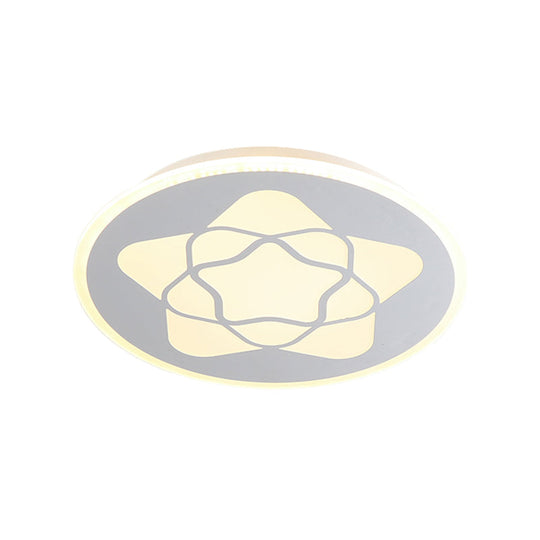 Metallic Led Bedroom Flush Mount Lamp With Moon Star And Heart Designs For Kids’ Rooms