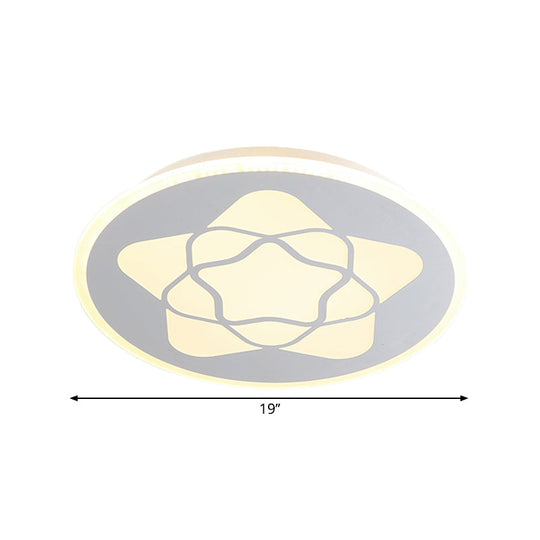 Metallic Led Bedroom Flush Mount Lamp With Moon Star And Heart Designs For Kids’ Rooms