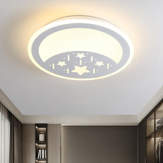 Metallic Led Bedroom Flush Mount Lamp With Moon Star And Heart Designs For Kids’ Rooms
