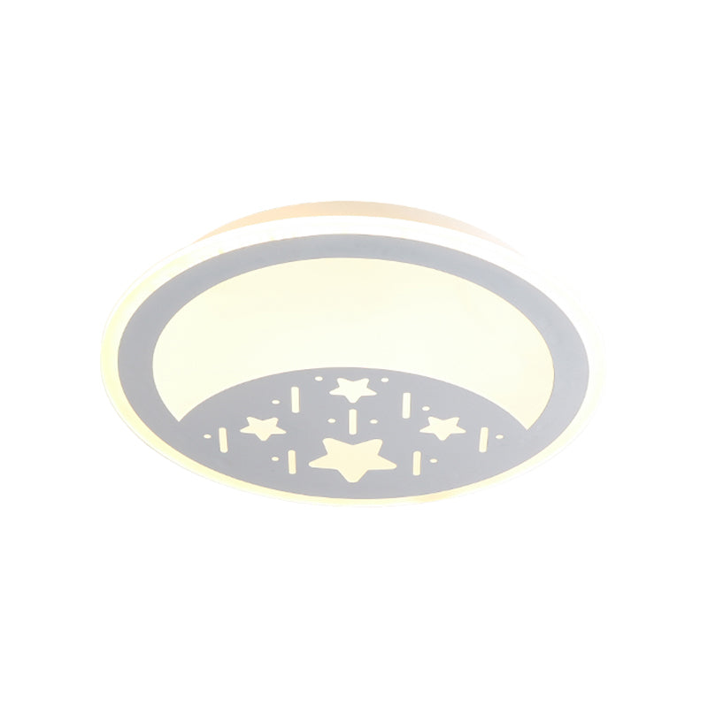 Metallic Led Bedroom Flush Mount Lamp With Moon Star And Heart Designs For Kids’ Rooms