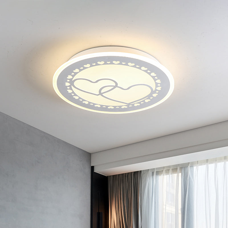 Metallic Led Bedroom Flush Mount Lamp With Moon Star And Heart Designs For Kids’ Rooms