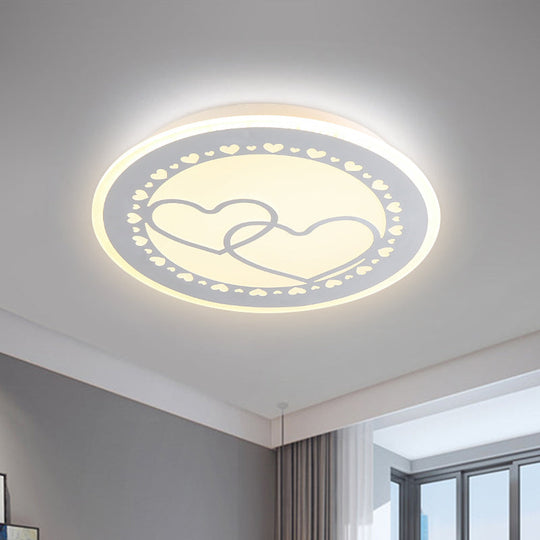 Metallic Led Bedroom Flush Mount Lamp With Moon Star And Heart Designs For Kids’ Rooms
