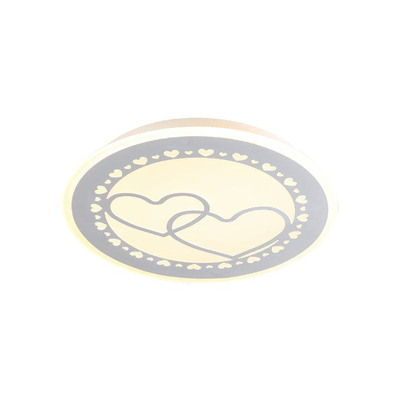 Metallic Led Bedroom Flush Mount Lamp With Moon Star And Heart Designs For Kids’ Rooms