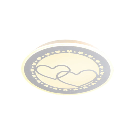 Metallic Led Bedroom Flush Mount Lamp With Moon Star And Heart Designs For Kids’ Rooms