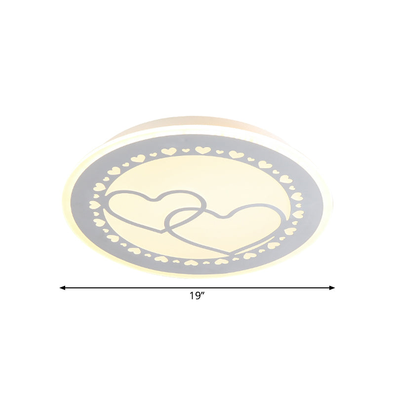 Metallic Led Bedroom Flush Mount Lamp With Moon Star And Heart Designs For Kids’ Rooms