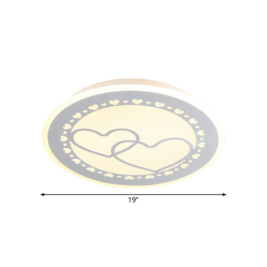 Metallic Led Bedroom Flush Mount Lamp With Moon Star And Heart Designs For Kids’ Rooms