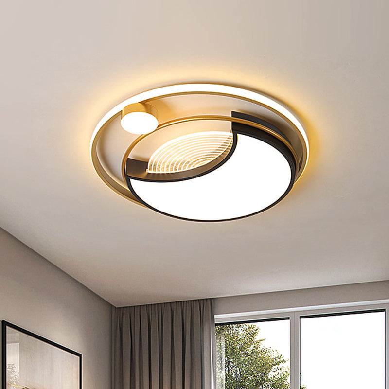 Contemporary Led Flush Ceiling Light With Acrylic Shade - Black Square/Round Mount | Warm/White /