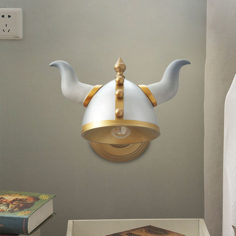 Metallic Horn Hat Wall Light Sconce - Gold And Silver Cartoon Style
