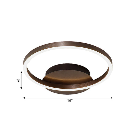 Contemporary Led Acrylic Ceiling Flush Light Fixture In Black/Brown 1/2/3 - Ring Warm/White/Natural