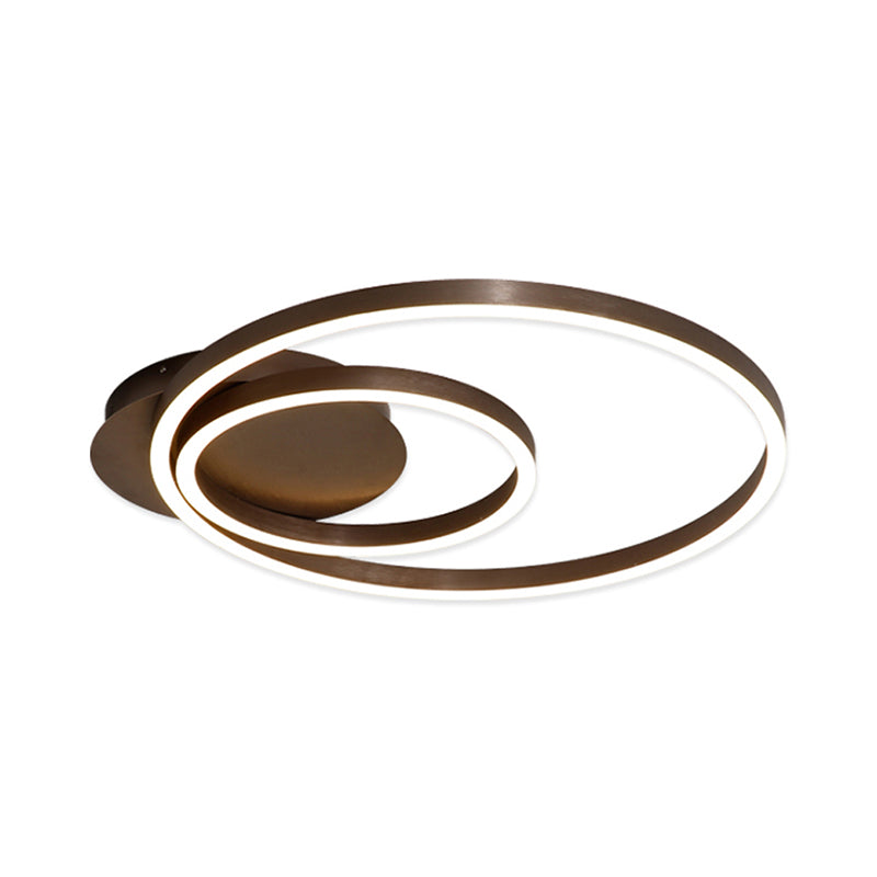 Contemporary Led Acrylic Ceiling Flush Light Fixture In Black/Brown 1/2/3 - Ring Warm/White/Natural