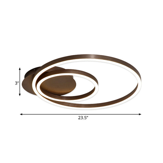 Contemporary Led Acrylic Ceiling Flush Light Fixture In Black/Brown 1/2/3 - Ring Warm/White/Natural