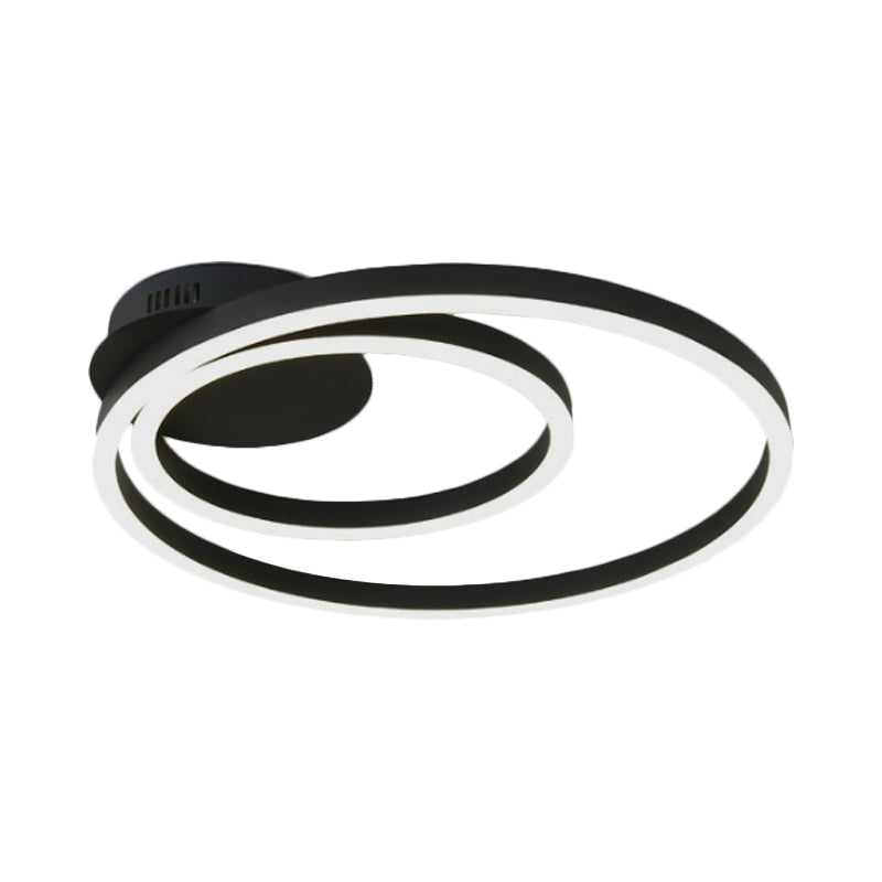 Contemporary Led Acrylic Ceiling Flush Light Fixture In Black/Brown 1/2/3 - Ring Warm/White/Natural